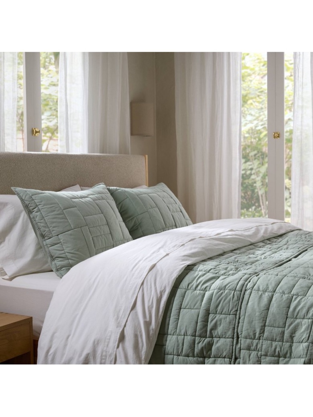 Parachute x Target Standard Cozy Block Quilted Sham Set •Jade•